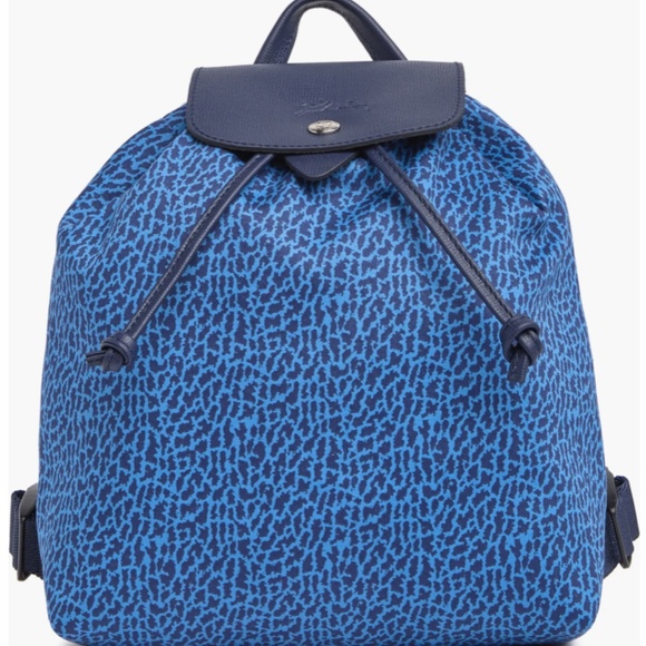 Longchamp Le Pliage Panthere Print Backpack Blue